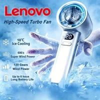Ventilateur portable Lenovo 6000 mAh avec affichage numérique LED, ventilateurs électriques à main, compresse glacée, haute vitesse, rechargeable USB 2026 1