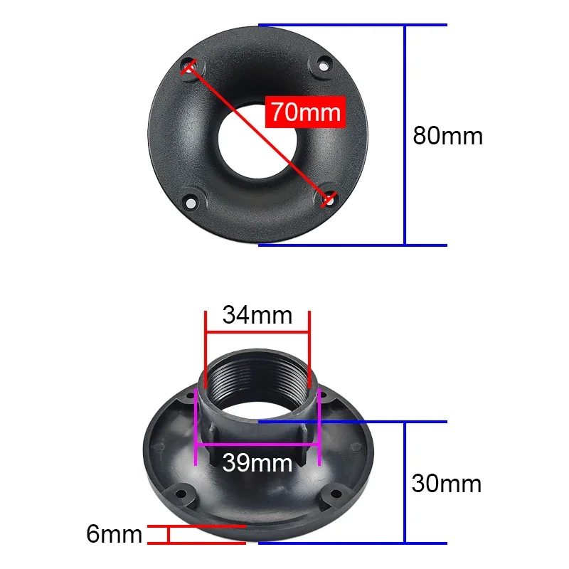 Tweeter Plástico do Chifre do Tamanho Pequeno Boca Rosqueada Acessórios do Reparo do Orador 80 mm 34 mm 95 mm Peças - Image 4