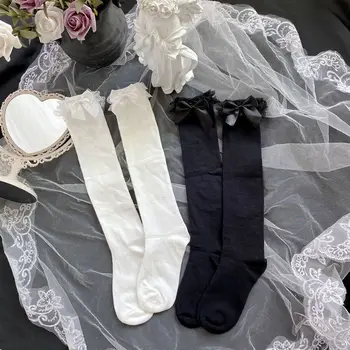 جوارب طويلة نسائية بدانتيل وفيونكة أنيقة — صورة 7