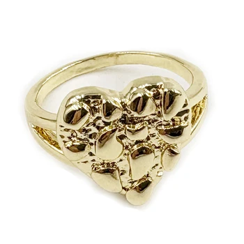 14mm Heart Shape Finger Ring for Women Hip Hop Style 14K Gold Plated Nugget Jewelry Gift for Girlfriend Valentine's Day 1