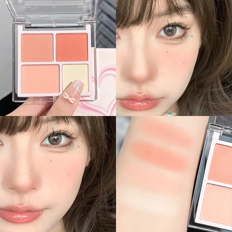Highlighter Blusher Palette Korean Eye Makeup Face Contour Blush Pallete Rouge Matte Cheek Tint Lasting Brighten Women Cosmetics 2