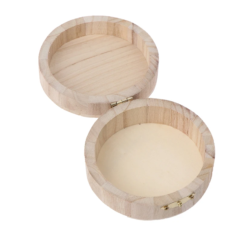 10*10*4.5cm Mini Round Wooden Storage Box Handmade Flip Cover Jewelry Organizer Box Vintage Wood Crafts 3