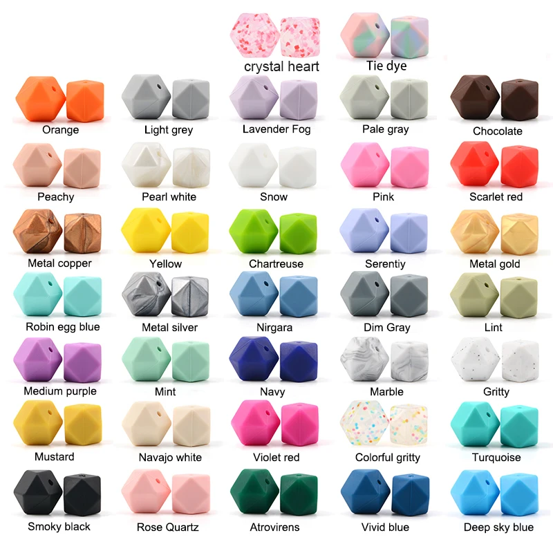 LOFCA 10 teile/los 17mm Hexagon Silikon Perlen Halskette BPA freies Silikon Perlen DIY Schlüsselbund Perlen Schmuck Zubehör – Detail 9