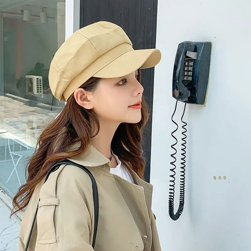 Womens Street Style British Style Beret Womens Sunscreen Art Retro Painter Travel Octagonal Hat