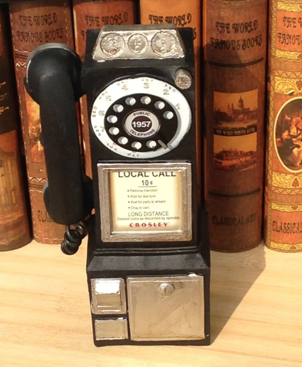 Vintage Retro Dial Pay Phone Figurine – Classic Home Decor Ornament