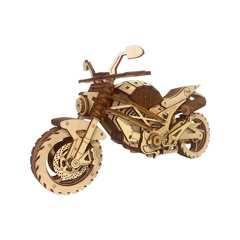 3D Wooden Puzzle Off Road Motorcycle Model Handmade DIY Assembly Toy Jigsaw Desktop Model Building Kits for Kids Adults Gift 1 12 scale automaxx 350 exc f six days isde sardinia italy argentina saxony off road motorcycle diecast toy model dirt bike