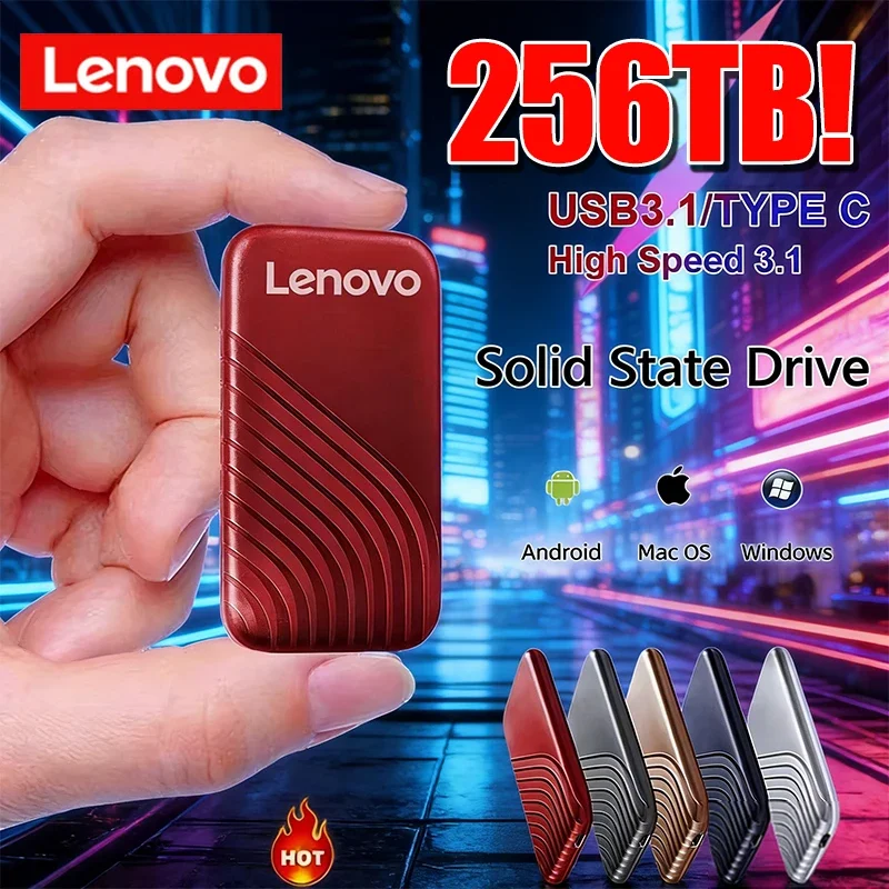 레노버 256TB SSD 플래시 하드 드라이브 외장형 TypeC 고속 USB3.1 2TB 4TB 128TB SSD 스토리지 노트북/PC용 휴대용 HD 하드 디스크