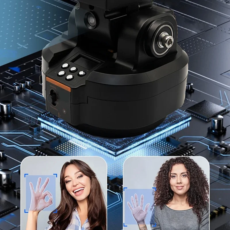 YT-2000 AI 스마트 전동 회전 파노라마 헤드 삼각대 안정기, 휴대폰 카메라용 블랙 플라스틱 및 금속 라이브 방송