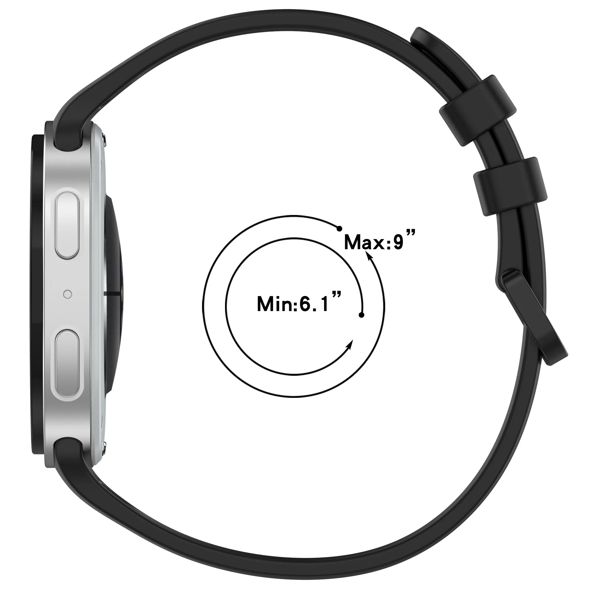 Silicone Replacement Watch Band - Adjustable Sports Strap