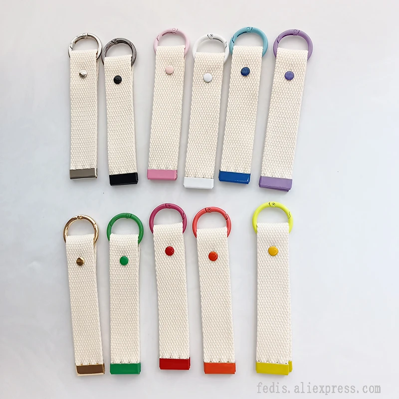 2.5x12cm Korea Plain Keychain Name Tag Strap for DIY Patch Iron On Personal Key Chain Backpack Streamer