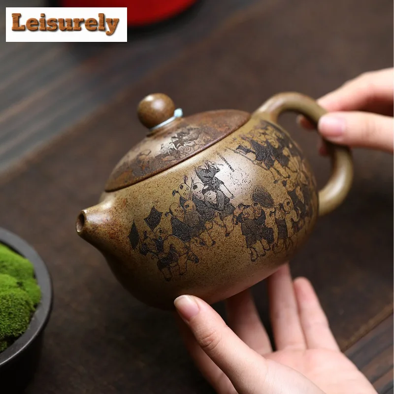 550ml Traditional Yixing Purple Clay Teapot Handmade Xishi Pot Raw Ore Temperature Firewood Mud Kettle With Infuser Zisha Teaset