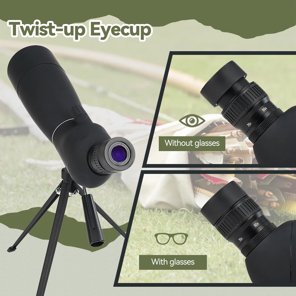 SVBONY SV28 PLUS Spotting Scope 25-75X70 Focusing With Desktop Tripod And Smartphone Adapter for Target Shooting