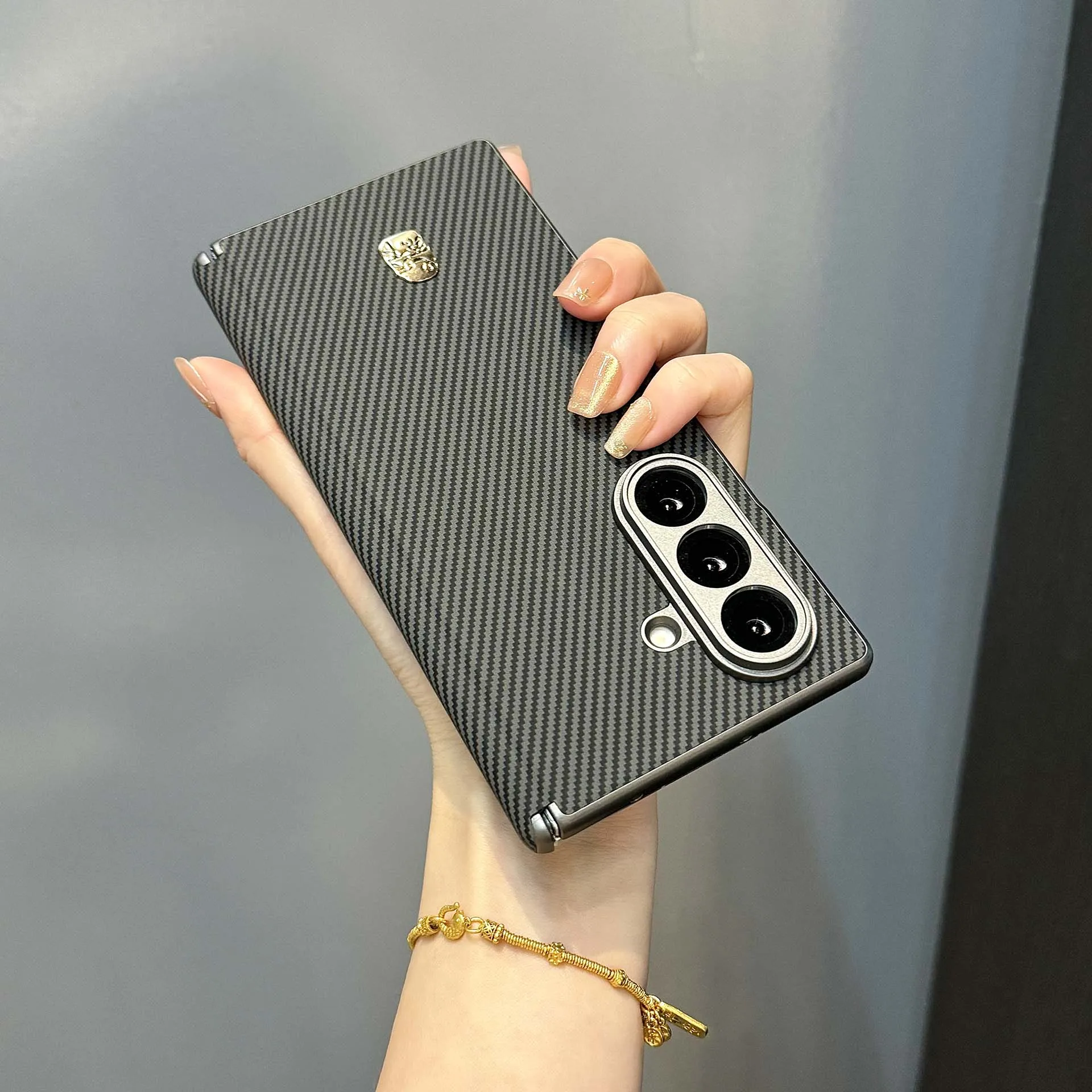 Luxury Carbon Fiber PU Leather Protective Back Cover Case