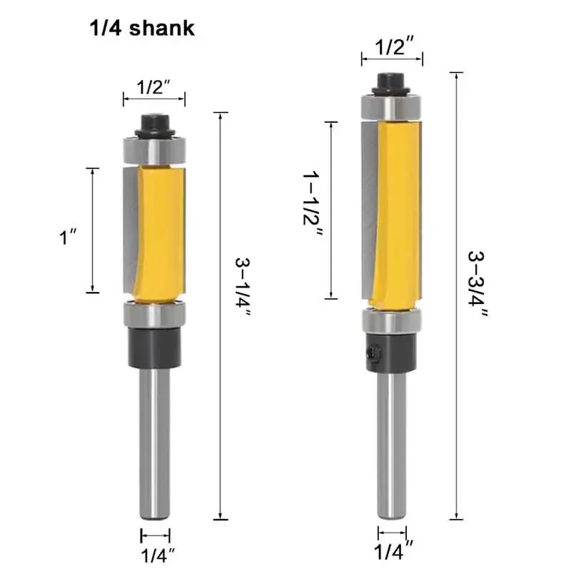 1Pcs 1/4 6mm Flush Trim Router Bit Top And Bottom Dual Bearing Bits CNC Milling Cutter For Wood Woodworking Trimming Cutters