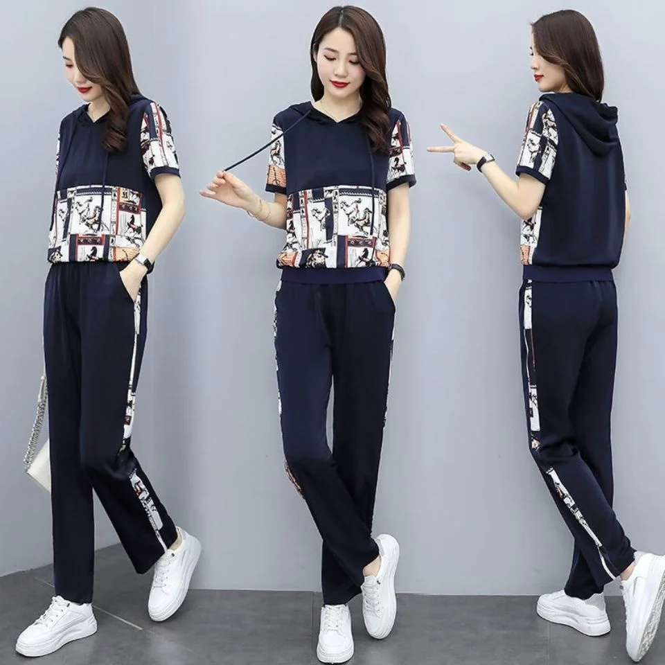 Leisure Sweat Suits Women Matching Summer New Fat Sister Loose