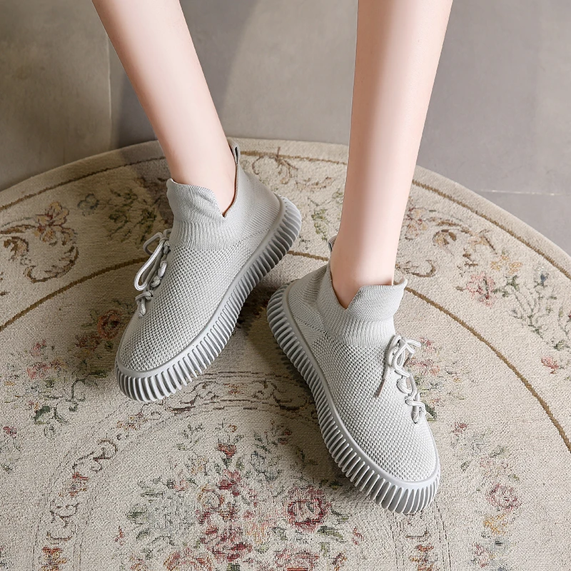 Women Casual Sneakers Pump Shoes for Women Knitted Shoes Round Toe