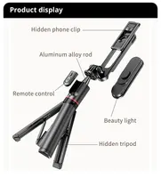 Selfie Stick Tripods With LED Fill Light Wireless Bluetooth For iPhone Samsung Huawei Mobile Phone Smartphone Gimbal Stabilizer - Image 6