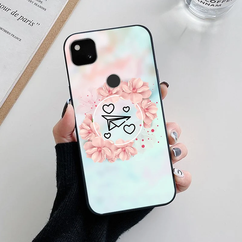 Floral Black Soft TPU Silicone Phone Case Cover