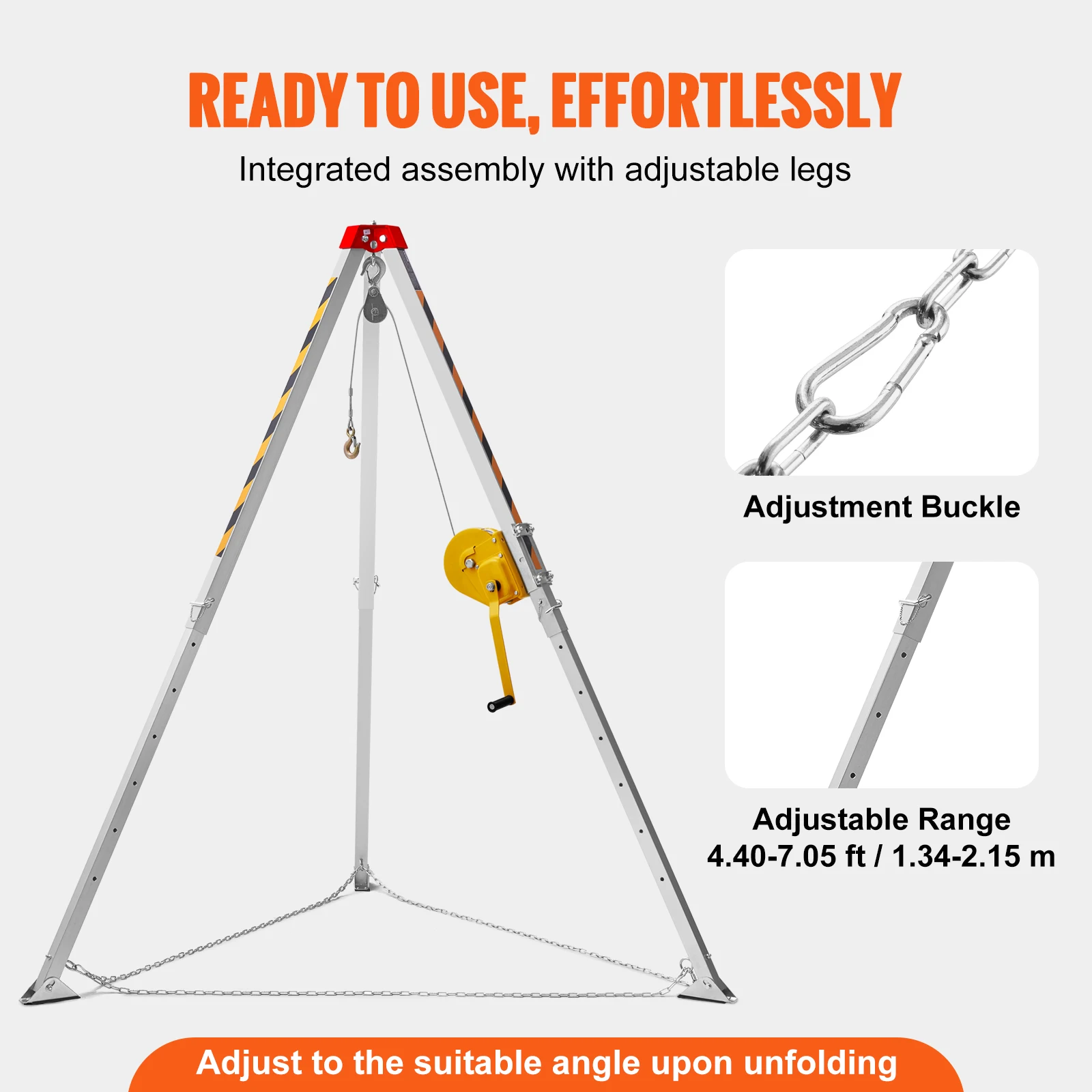 VEVOR 1800/2600 lbs Confined Space Tripod Kit Winch Confined Space Rescue Tripod Fall Protection For Traditional Spaces