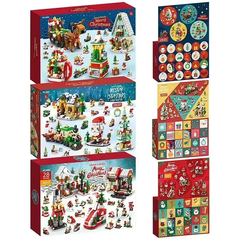 2025 Christmas Series Building Blocks Gift Box for Kids 24Days Christmas Advent Calendar DIY Nutcracker Santa Claus Bricks Model