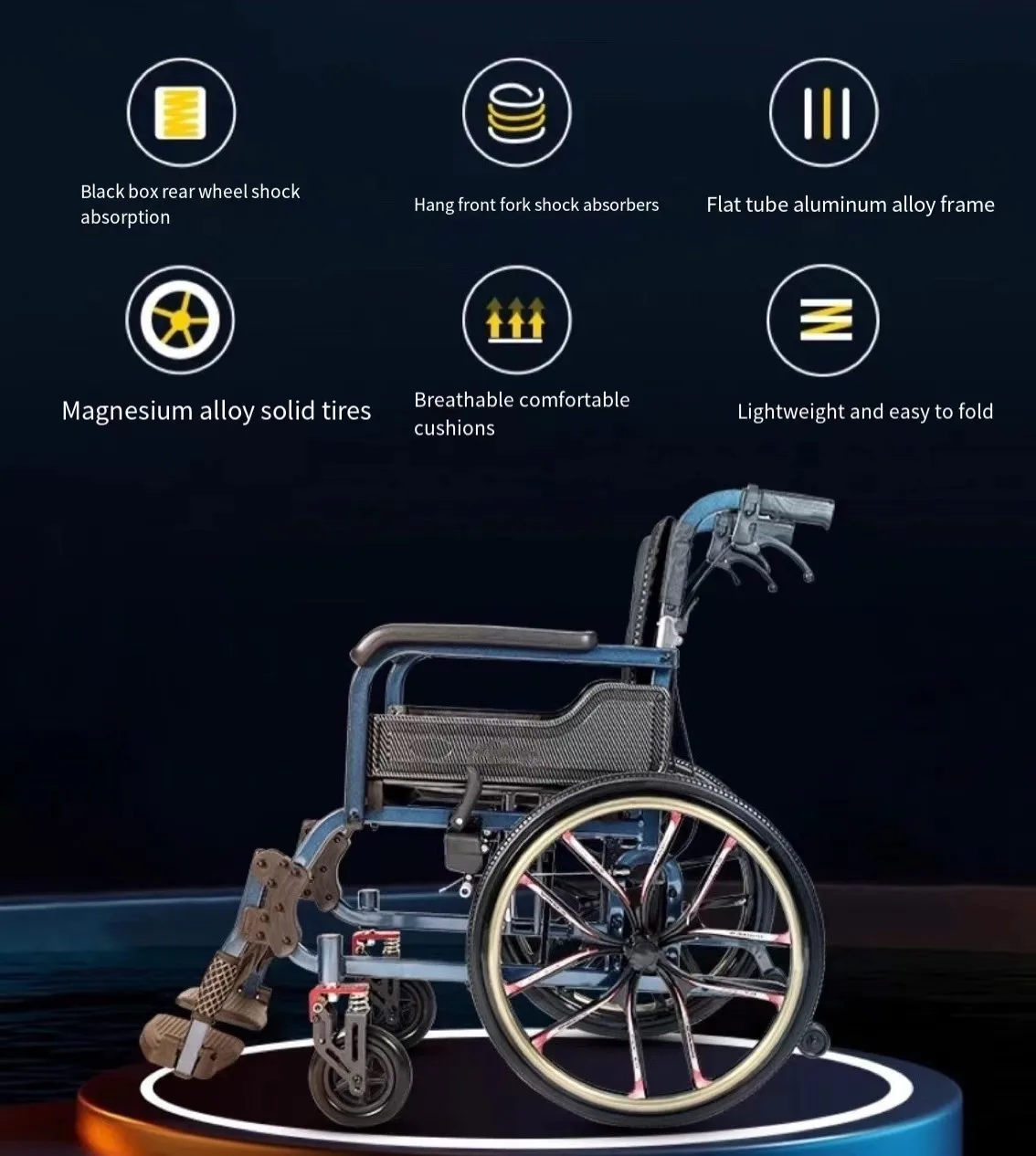 The elderly and disabled wheelchair stroller four-wheel shock absorption