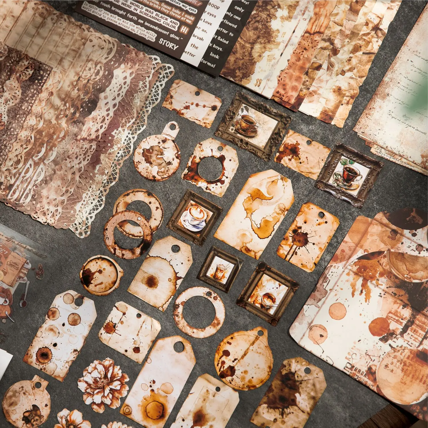 158 ピース/ロットメモパッド素材紙時間賞賛ジャンクジャーナル日記