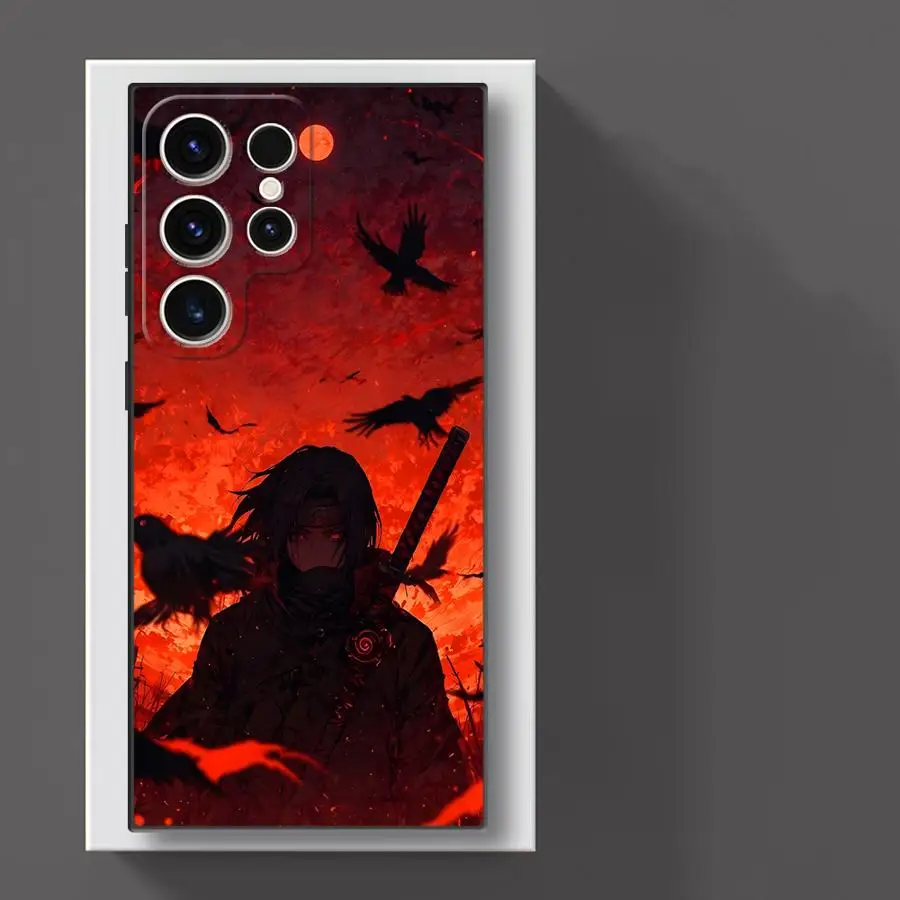 Black Soft Phone Cover Case with Handsome Red Uchiha Itachi Design