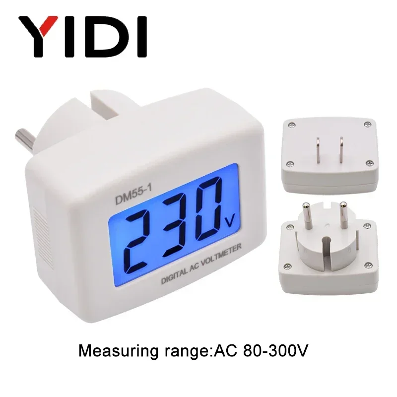 

AC 110V 220V LCD Digital Voltmeter, DM55-1 Voltage Tester Detector Meter EU/US Plug Volt Power Monitor with Blacklight Panel