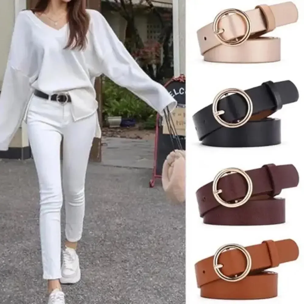 

Buckle Quality Belt Brand Ladies Brown Belt Women Leather Solid Color Fashion High Waistband Luxury