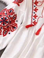 New Spring Autumn Women's Retro Ethnic Embroidered Dress Lantern Sleeves Bohemian Holiday Dress Women Tops GD678 - Image 3