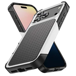 Heavy Duty Protective Phone Case Cover - iPhone 15 (White and black)