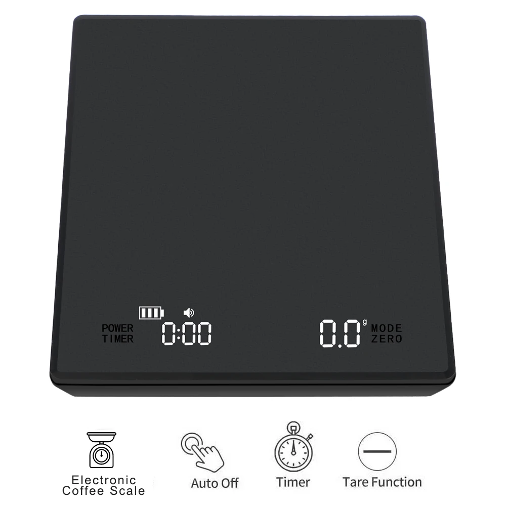 디지털 계량 커피 주방 무게추 체중계 LED 디스플레이 자동 타이머, 고정밀 전자 타이머, g/oz/ml, 3KG/0.1g