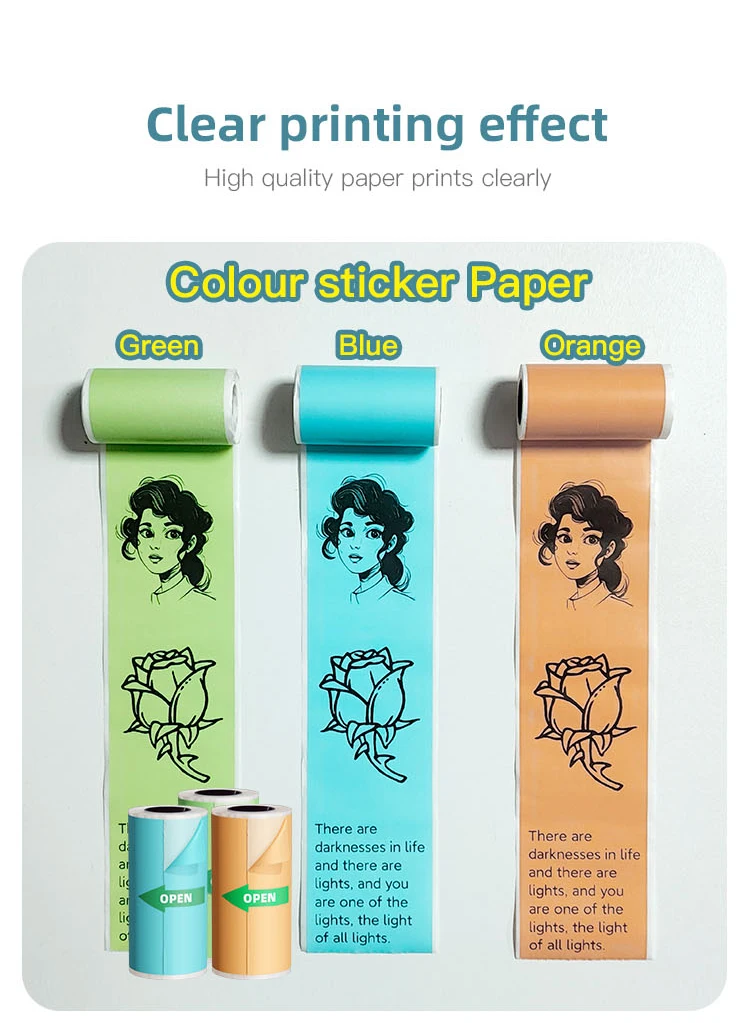Description Picture 2 of itemSticker Paper for Mini Printer Label Sticker Paper Color Thermal Paper Width for Label Maker Printers Photo Printing