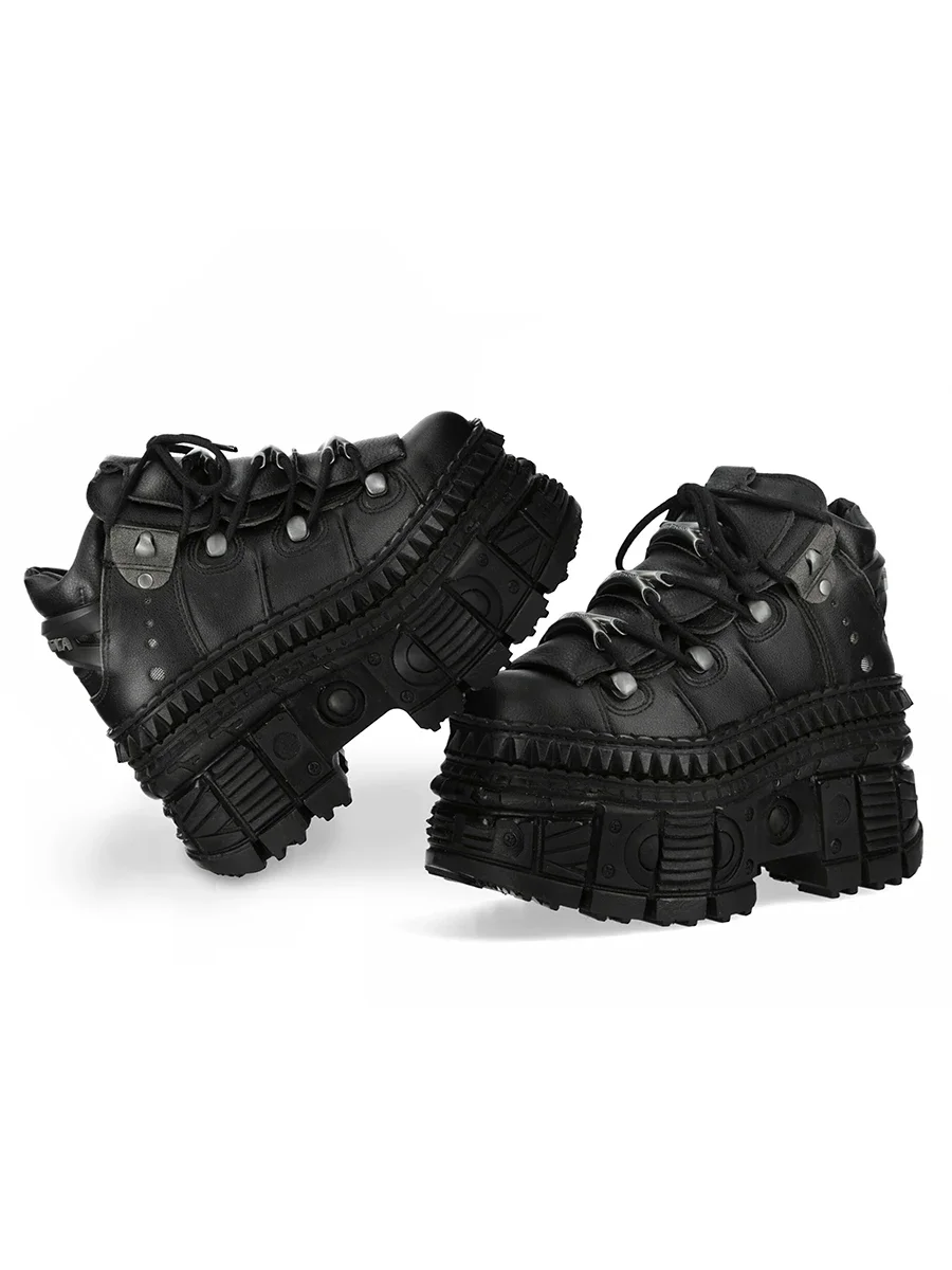 2025 Rock Locomotive Small Leather Goth Platform Retro Metal High-top Street Shooting Men and Women Same Single Shoes 10cm