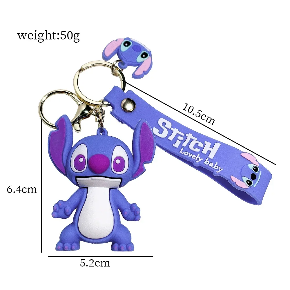 Anime Keychain Lilo & Stitch Toys Keychian Anime Stitch Pendant Keychain Sweet Pink Angel Keychians Women Car Keyring Girl Birthday Gift