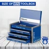 Tool Box Portable 3 Drawer Steel Stackable Tool Box with Magnetic Tab Locking Blue Micro Top Chest with Liner 2