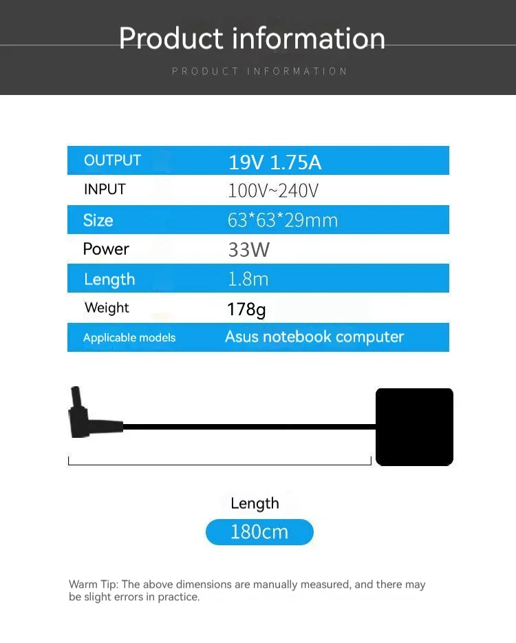 Original Asus ADP-33AW 19V 1.75A 33W AC Power Adapter 4 Mm X 1,35 Mm - Foto 10