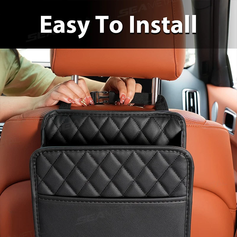 Waterproof PU Leather Car Seat Back Organizer Storage Bag
