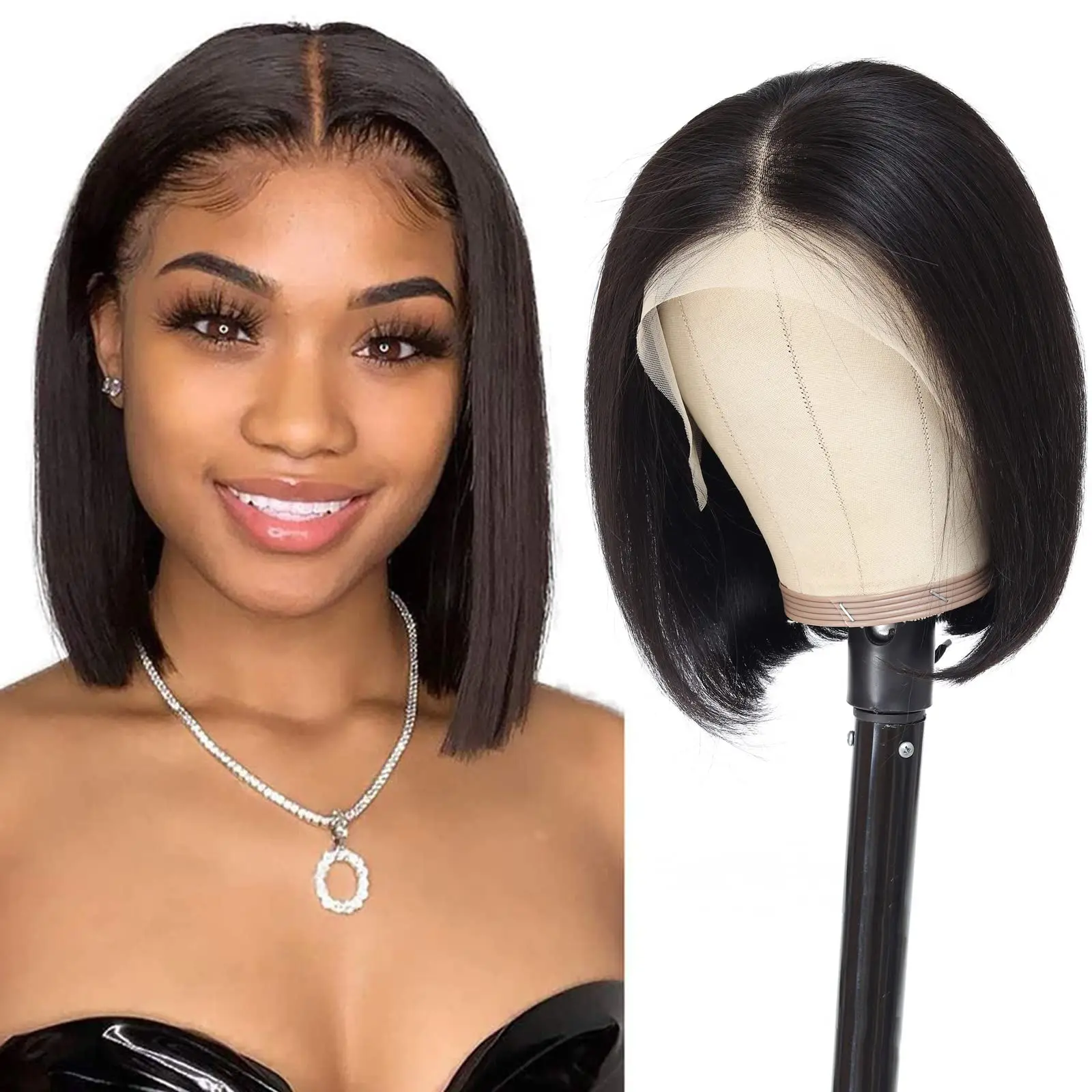 

Bob Wig 13x4 Lace Front Wigs Pre Plucked with Baby Hair 180% Density Short Bob Wigs for Women Straight Bob Frontal Wigs Natural