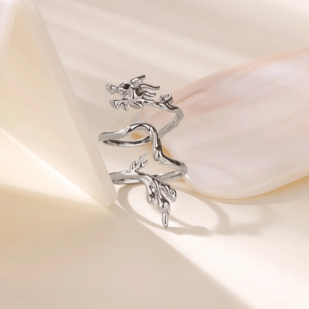 Dragon Rings Stainless Steel Punk Opening Adjustable For Women