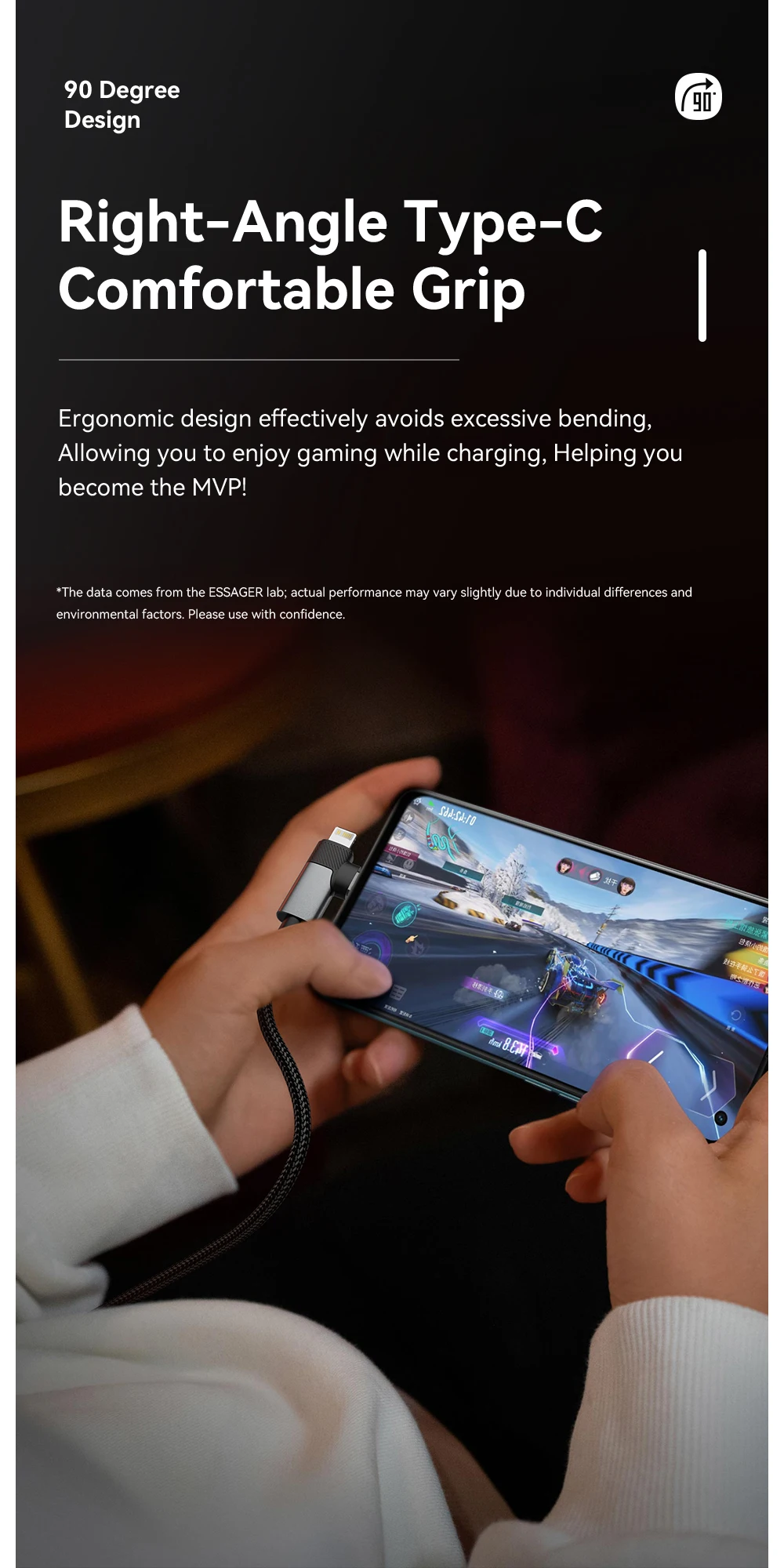 Essager PD 65W Max 2 في 1 من النوع C إلى النوع C والبرق لهاتف Samsung Xiaomi IPhone 14 13 12 11 Pro Max Xs Plus كابل بيانات