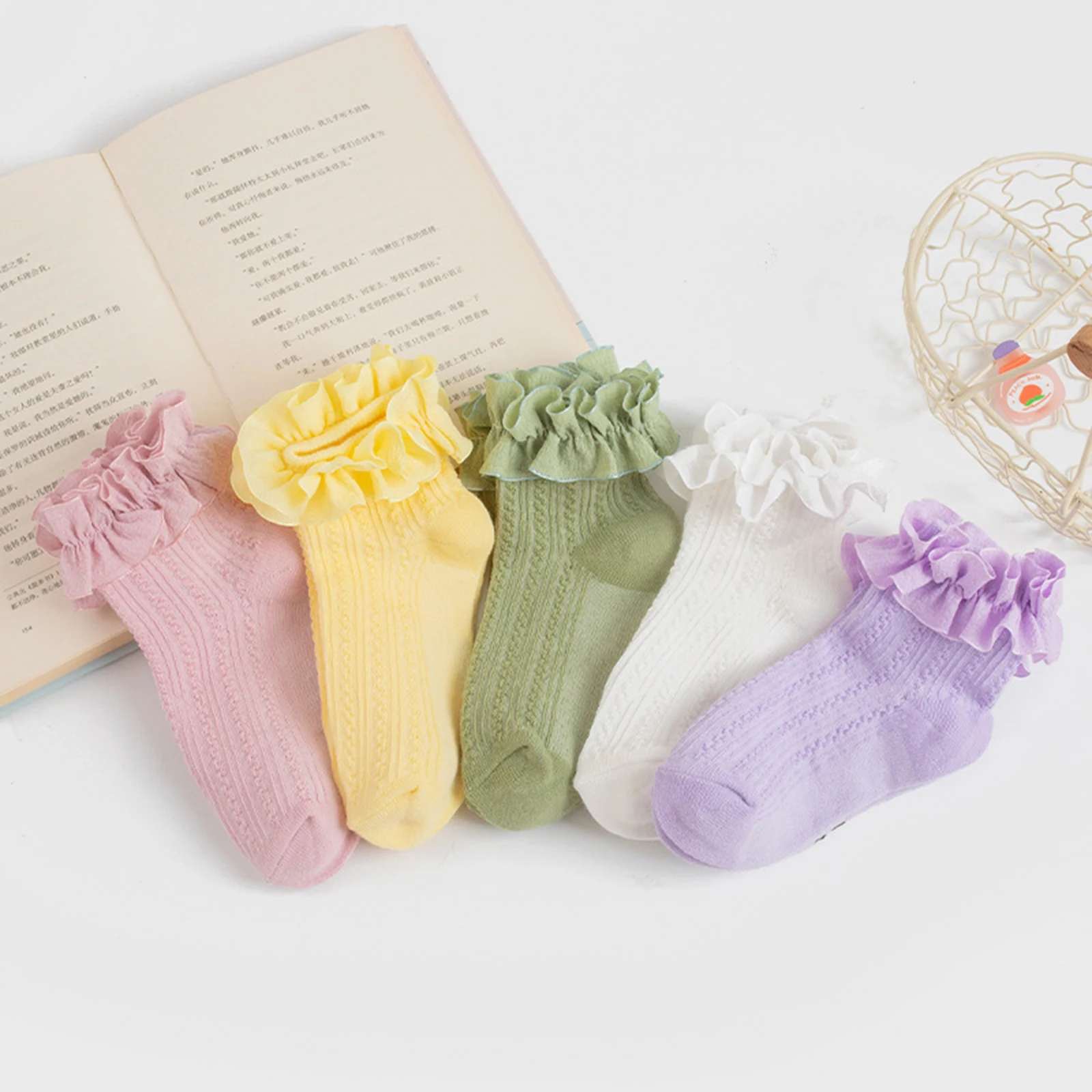 

Toddler Kids Girls Socks Summer Solid Color Ruffles Princess Sweet Socks Children Elastic Mouth Cute Breathable Socks