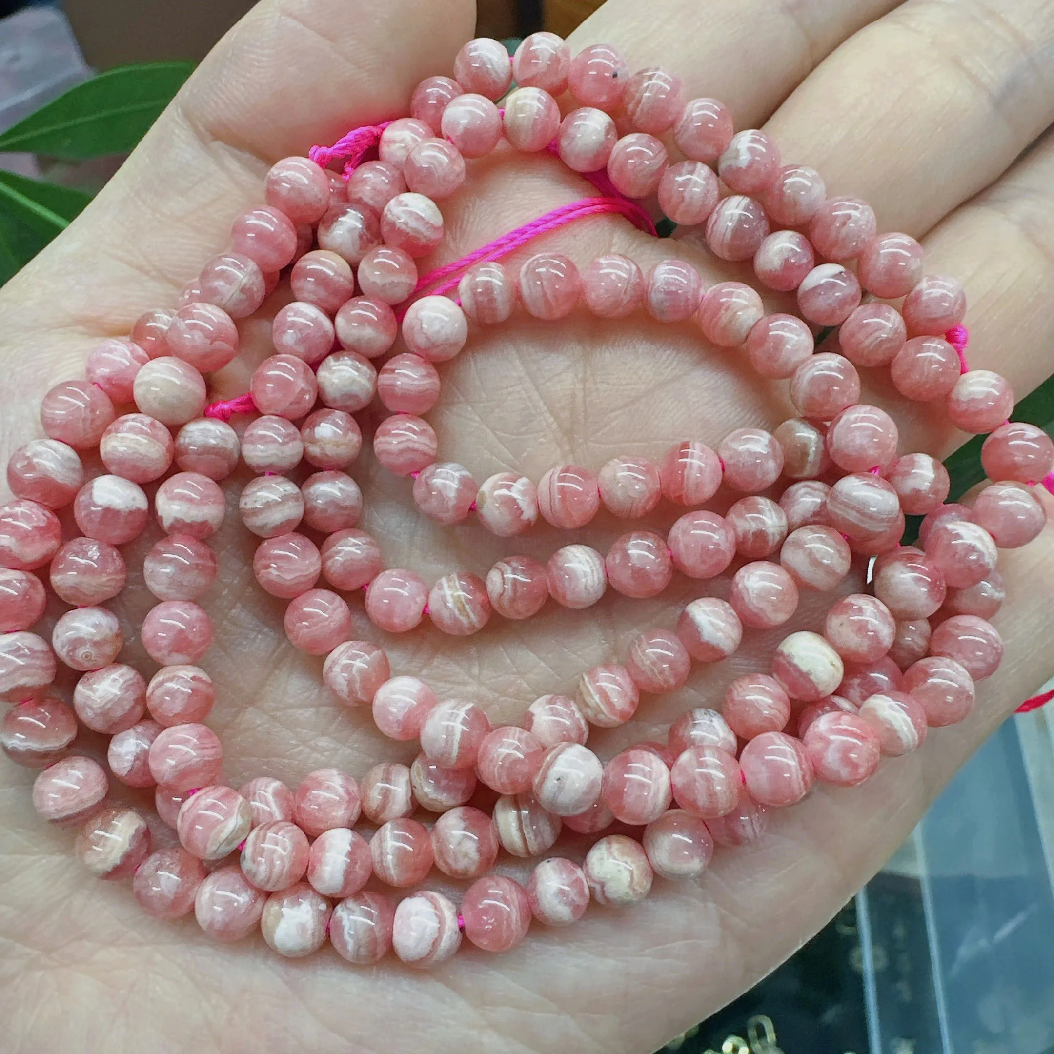 Top Grade Natural Rhodochrosite Round Bead 3/4/5/6MM Argentina Raw Ore Rhodonite Stone Noble Pink Dialogite Gems For DIY Jewelry