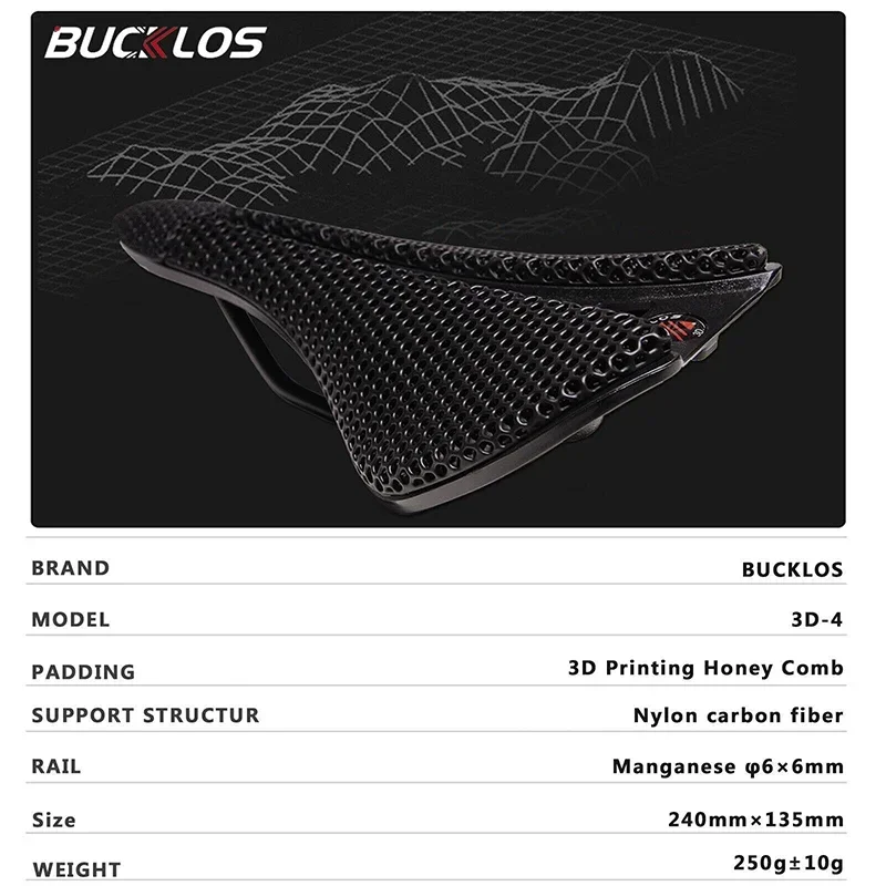 未使用 BUCKLOS 3Dプリントカーボンレール BUCKLOS-3Dプリントカーボンサドル,マウンテンバイクシート,通気