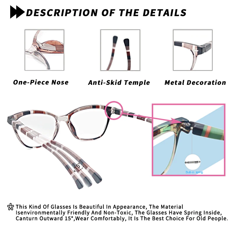 Chic Cat Eye Rivet Reading Glasses