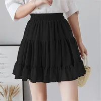 Korean Street Fashion Tutu Pleated Skirt Summer Sexy Short Skirts Plus Size Chiffon Mini School Skirt Solid Color Basic Skirts - Image 2