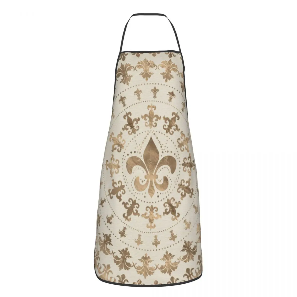 

Fleur De Lis Pastel Gold Bib Aprons Unisex Kitchen Chef Fleur-De-Lys Lily Flower Tablier Cuisine for Cooking Baking Painting