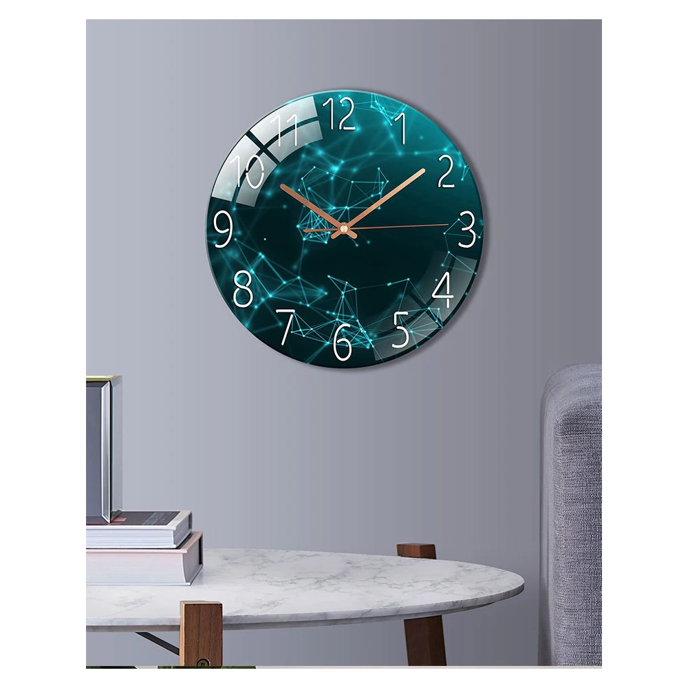 

Home Living Room Wall Clock Tempered Glass Clock Bedroom Decoration Silent Quartz Clock Creative Wall Watch