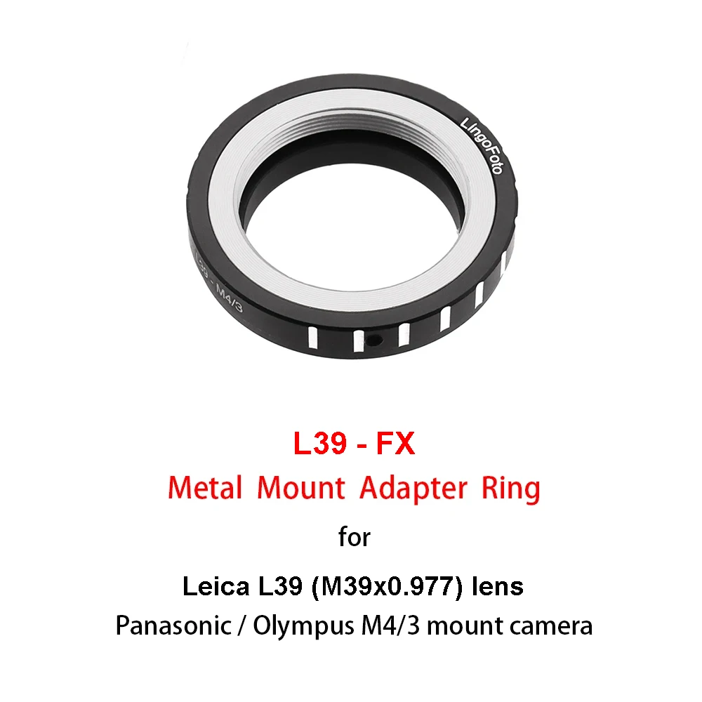 L39-M4/3 Anello Adattatore Per Montaggio In Metallo Per Obiettivo Leica L39 (M39X0.977Mm) Per Fotocamera Panasonic / Olympus M4/3 Mft Gh Gx Gf E-M