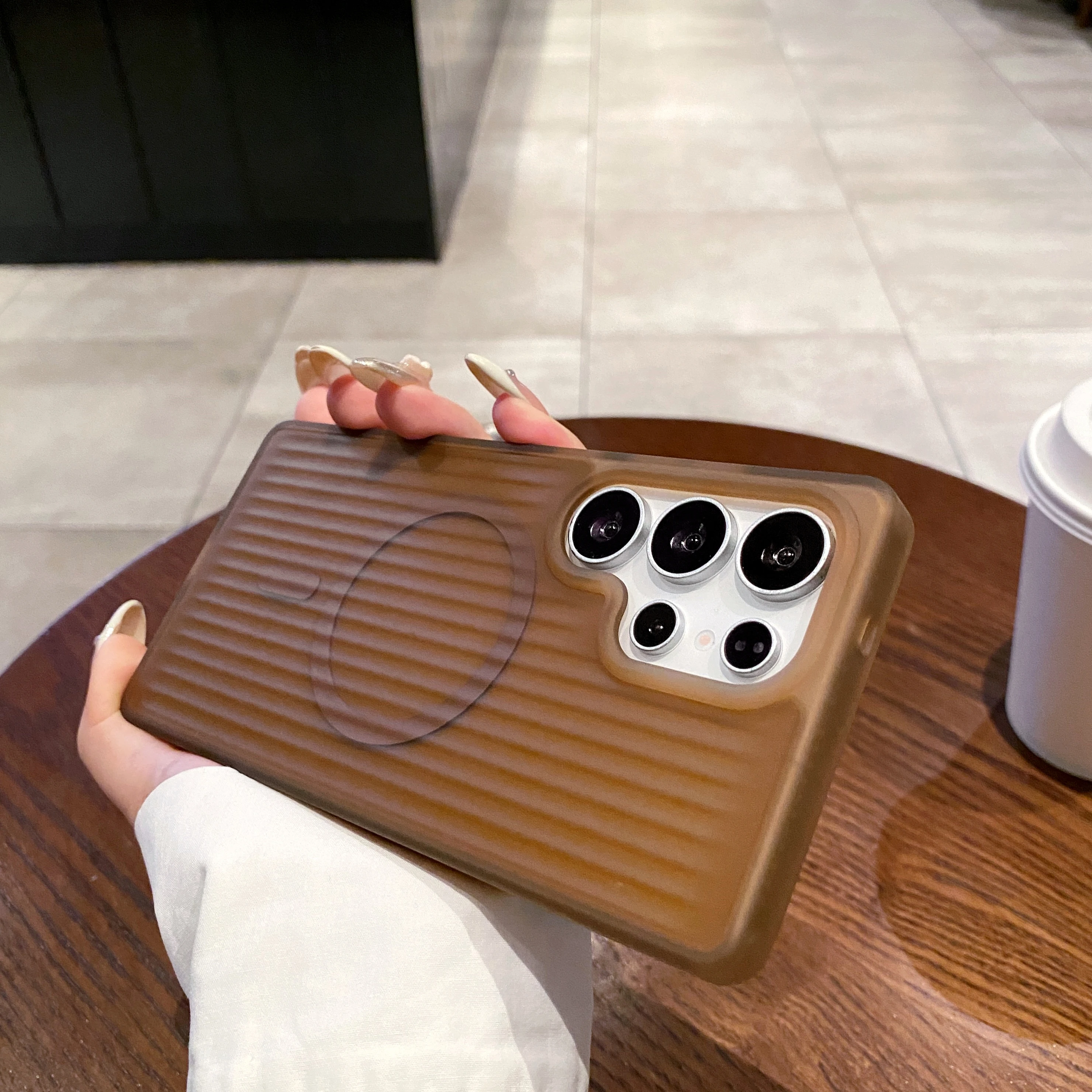 Corrugated Stripe Matte Hard Magnetic Case with MagSafe Wireless Charging Compatibility